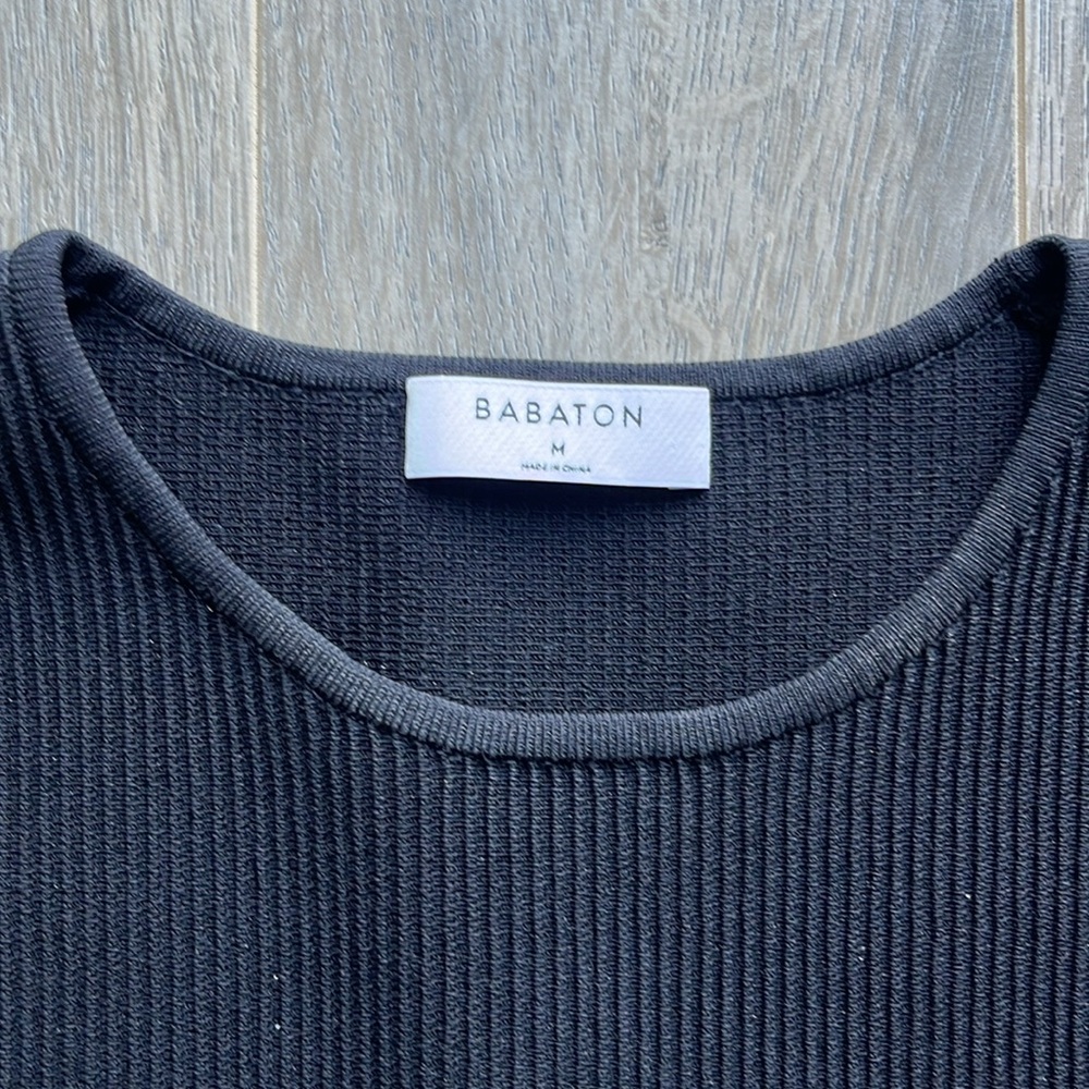 Aritzia Babaton Sculpt Knit Black High Neck Tie Tank Top - Picture 5 of 6